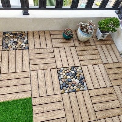 Korozyon Önleyici WPC DIY Decking 600MM Plastik Bahçe Decking Panoları Aksesuarlar Olmadan