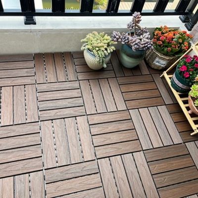 Korozyon Önleyici WPC DIY Decking 600MM Plastik Bahçe Decking Panoları Aksesuarlar Olmadan